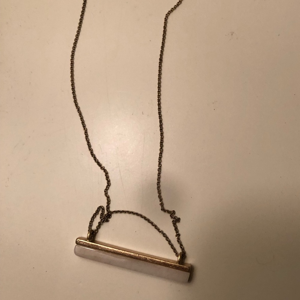 Golden Crystal Bar Long Necklace